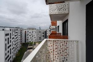 a view from the balcony of a building at Apartment Kamienna Krzyki with FREE GARAGE Wrocław by Renters in Wrocław