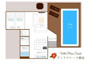 - un plan d'étage pour un petit appartement avec une grande porte dans l'établissement Villa Piscine SESOKO -SEVEN Hotels and Resorts-, à Motobu