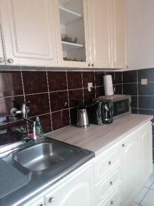 a kitchen with a sink and a counter top at Ubytovanie Sosna Muráň in Muráň
