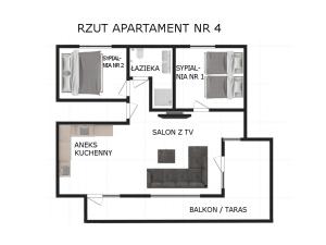Plán poschodí v ubytovaní Apartament nr 4 U Miśka z dwoma sypialniami