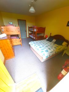 an overhead view of a bedroom with two bunk beds at Slane Farm Hostel, Cottages and Camping in Slane
