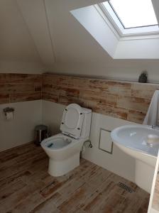 a bathroom with a toilet and a sink at Къща за гости-Ганеви in Zmeitsa +7 photos