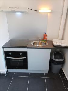 a small kitchen with a sink and a counter at O'Couvent - Appartement 331 - 2 chambres - 80 m2 - Troisième étage in Salins-les-Bains