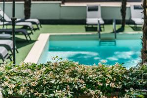 una piscina con sillas y plantas frente a ella en Sotto un cielo di Stelle, en Turín