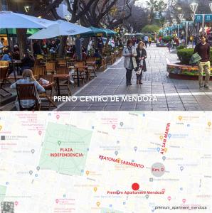 a city map with people walking down a street at Premium Apartment Mendoza in Mendoza