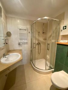 a bathroom with a shower and a sink at Old Town Gertrudy Apartment - Topolove Rooms & Apartments in Krakow