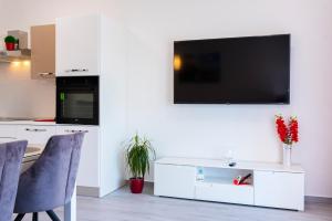 TV a/nebo společenská místnost v ubytování Luxury with gallery, heated pool only for you-KLIS CRO