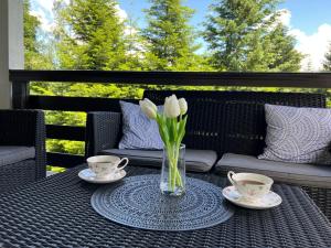 Balkón alebo terasa v ubytovaní Mountain Cottage Lubomierz
