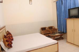 a room with a bed and a tv in a room at Hotel Surya Palace in Chandīgarh