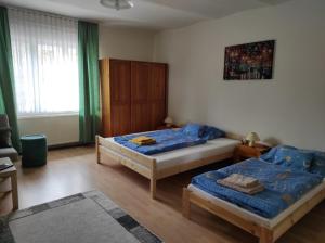 a bedroom with two beds in a room at Montana-Ederics Vendégház in Balatonederics