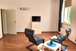 A television and/or entertainment centre at Nice 2 room Apartment in Magdeburg