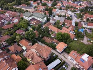 an aerial view of a town with houses at Old Fashion Guest House in Soko Banja