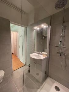 a bathroom with a sink and a shower and a toilet at La Résidence - n° 02 - T2 classé** in Gréoux-les-Bains
