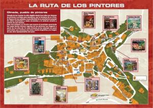 un mapa de la ruta de los príncipes en Casa del Maestro, en Olmeda de las Fuentes
