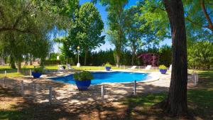 una piscina con macetas en un parque en Casa San Ignacio Cantillana by Ruralidays, en Sevilla