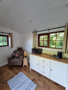 Shepherds Hut at Cummins Farm, Lyme Regis的厨房或小厨房