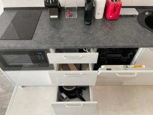 Nhà bếp/bếp nhỏ tại Cozy 2-Room Penthouse Lakeview W14