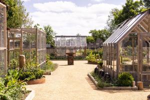 a greenhouse in a garden with plants at Magmell Townhouse in Baltinglass