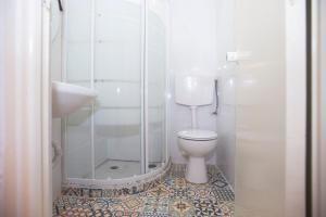 een witte badkamer met toilet en douche bij Travel & Live Marques in Porto +7 foto's