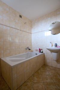 特熱什季的住宿－拉桑納旅館，带浴缸和盥洗盆的浴室