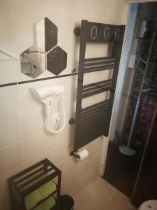 a small bathroom with a toilet and a mirror at Study du pêcheur in Trouville-sur-Mer +28 photos