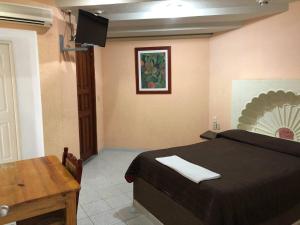 1 dormitorio con cama, mesa y TV en HOTEL PREMIER RIOVERDE, en Río Verde