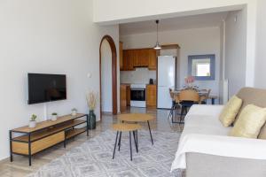 TV a/nebo společenská místnost v ubytování Almyros Aktis seaview apartment