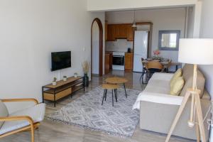 TV a/nebo společenská místnost v ubytování Almyros Aktis seaview apartment