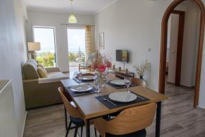 TV a/nebo společenská místnost v ubytování Almyros Aktis seaview apartment