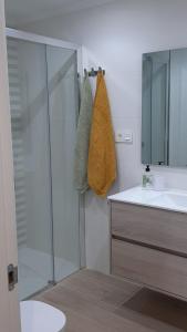 a bathroom with a shower and a sink at Vial Sol in Viveiro +12 photos