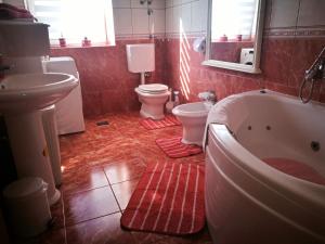 uma casa de banho com uma banheira, um WC e um lavatório. em Apartment Dada em Šibenik