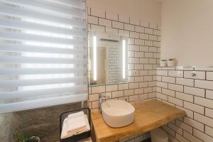 a bathroom with a sink and a mirror at Luz de Viro in Outes