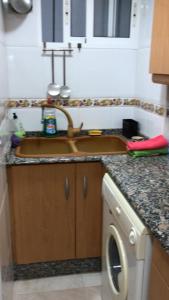 eine Küche mit einer Spüle und einer Waschmaschine in der Unterkunft Cullera Mar y Montaña in Cullera