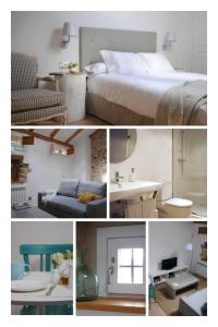 eine Collage mit Bildern eines Schlafzimmers und eines Bettes in der Unterkunft LA OTRA KASA in Alameda del Valle