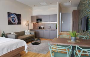 Kuchyň nebo kuchyňský kout v ubytování VN17 Rooftop Suites by Adrez