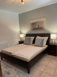 Ein Bett oder Betten in einem Zimmer der Unterkunft Naturnahes, neu eingerichtetes Apartment mit 1 Schlafzimmer