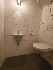 a bathroom with a toilet and a sink at Höss-Alpin-Lodge in Hinterstoder +9 photos