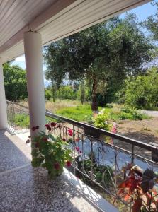 balkon z widokiem na ogród w obiekcie Marie-Angela HOUSE ARILLAS w Korfu