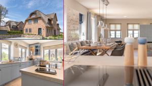 two pictures of a kitchen and a house at Reethaus Friesenstern in Dunsum