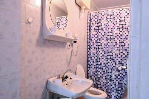 y baño con lavabo, aseo y espejo. en Guest House Ivanka, en Bled