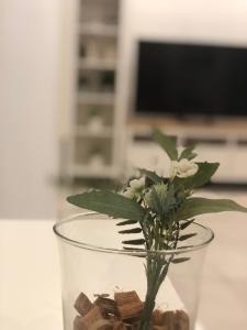 un jarrón con una flor en una mesa en Tannur Del Carmine en Noto