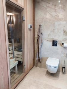 a bathroom with a toilet and a sink at Wellness chalet Vénus in Liptovský Mikuláš