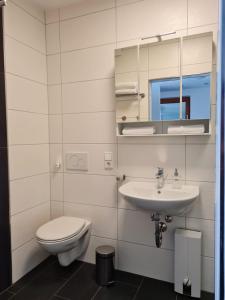 a bathroom with a toilet and a sink at Relax in Bad Wildbad +23 photos