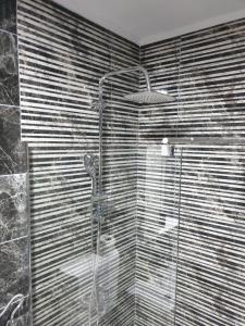 a bathroom with a shower with a glass door at Apartman_trile in Ulcinj +16 photos