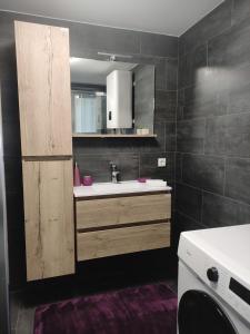 un bagno con lavandino e lavatrice di Apartment Marino Split a Spalato (Split) Altre 18 foto