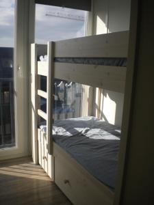 デ・パンネにあるApartment Sandemanの窓付きの部屋の二段ベッド1台分です。