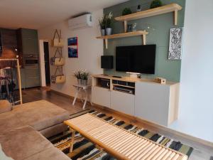 A kitchen or kitchenette at Beachfront Paradise Ezüst Panoráma lakeview apartment with panoramic terrace