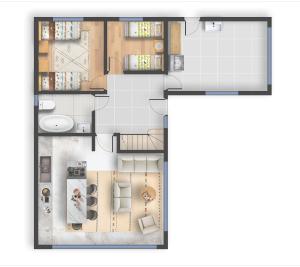 a rendering of a floor plan of a house at Luxury 4-Bedroom Beachfront Home with Hot Tub & Games Room in Cayton