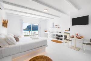TV a/nebo společenská místnost v ubytování Thalasidi Luxury Suites