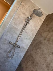 a shower with a shower head in a bathroom at Logis Hôtel de france in La Côte-Saint-André